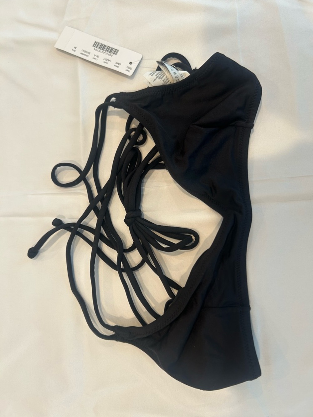 J. Crew Black Strappy Bikini Top with Multi Tie Details